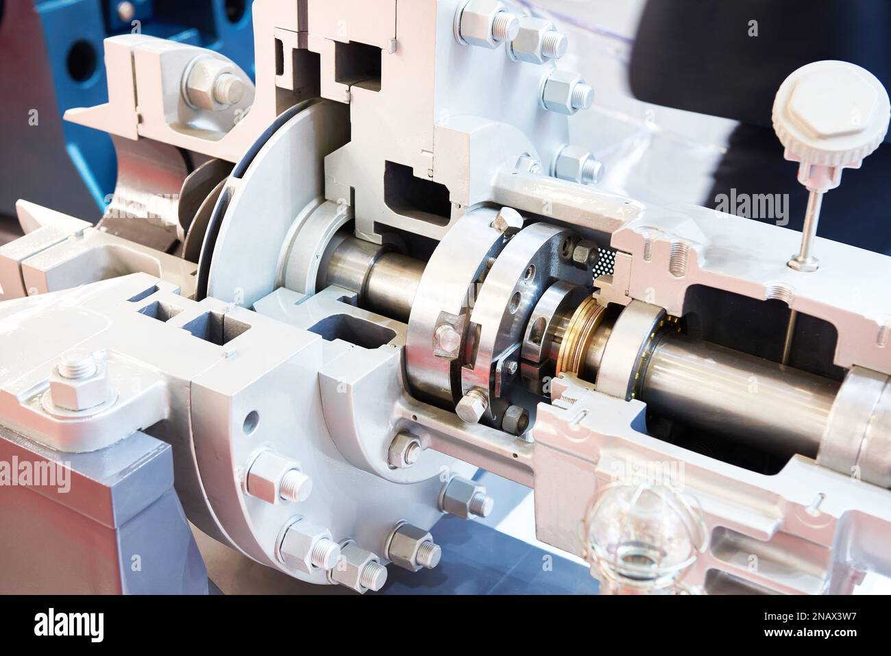 Pompe centrifuge en porte-à-faux à huile horizontale dans la section Banque D'Images