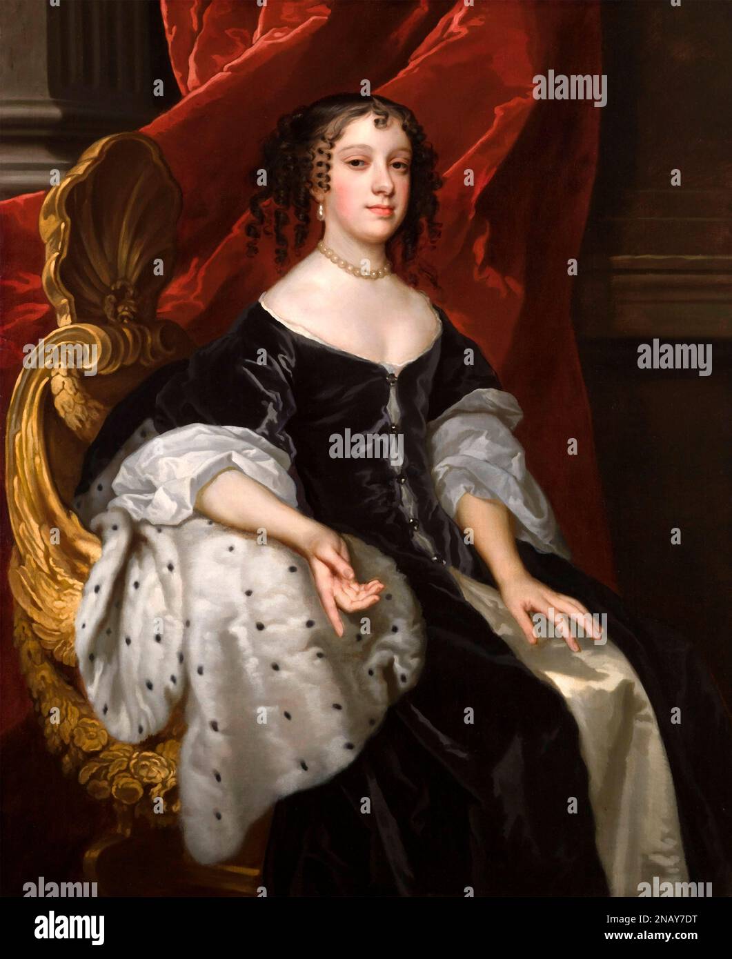 Catherine de Braganza (1638-1705), la reine Consort, femme du roi Charles II Portrait de Peter Lely, huile sur toile, c. 1665 Banque D'Images