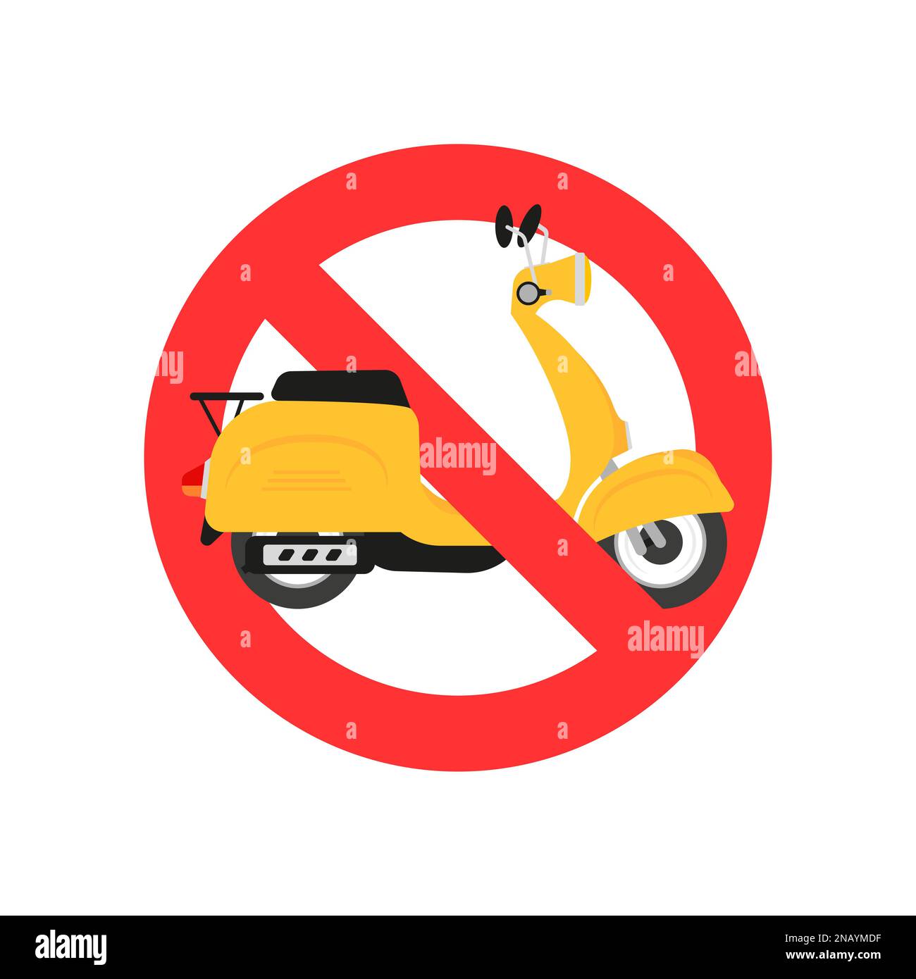 Aucun panneau de scooter ou de moto. Icône de cercle barré rouge. Illustration de Vecteur