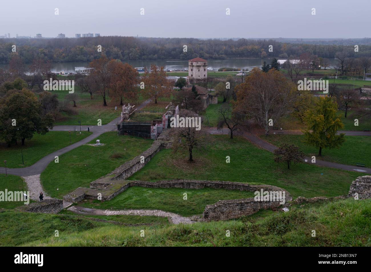 Forteresse de Kalemegdan avec tour de Nebojsa à Belgrade, Serbie - pendant la journée Banque D'Images