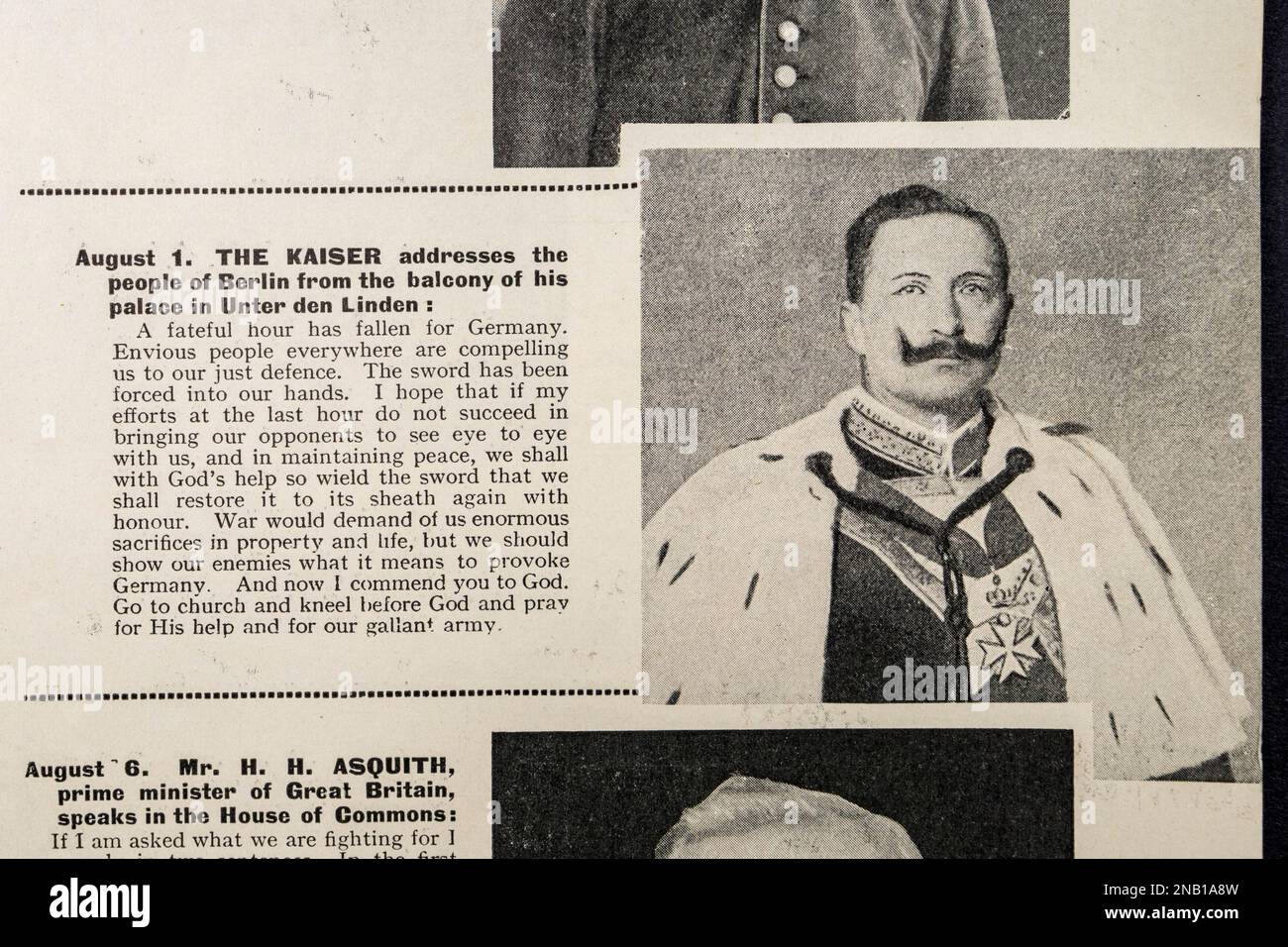 Photo du Kaiser Wilhelm II (Emporer allemand: Maison de Hohenzollern) dans la guerre mondiale 1914-1918 A photographié l'histoire (1934). Banque D'Images