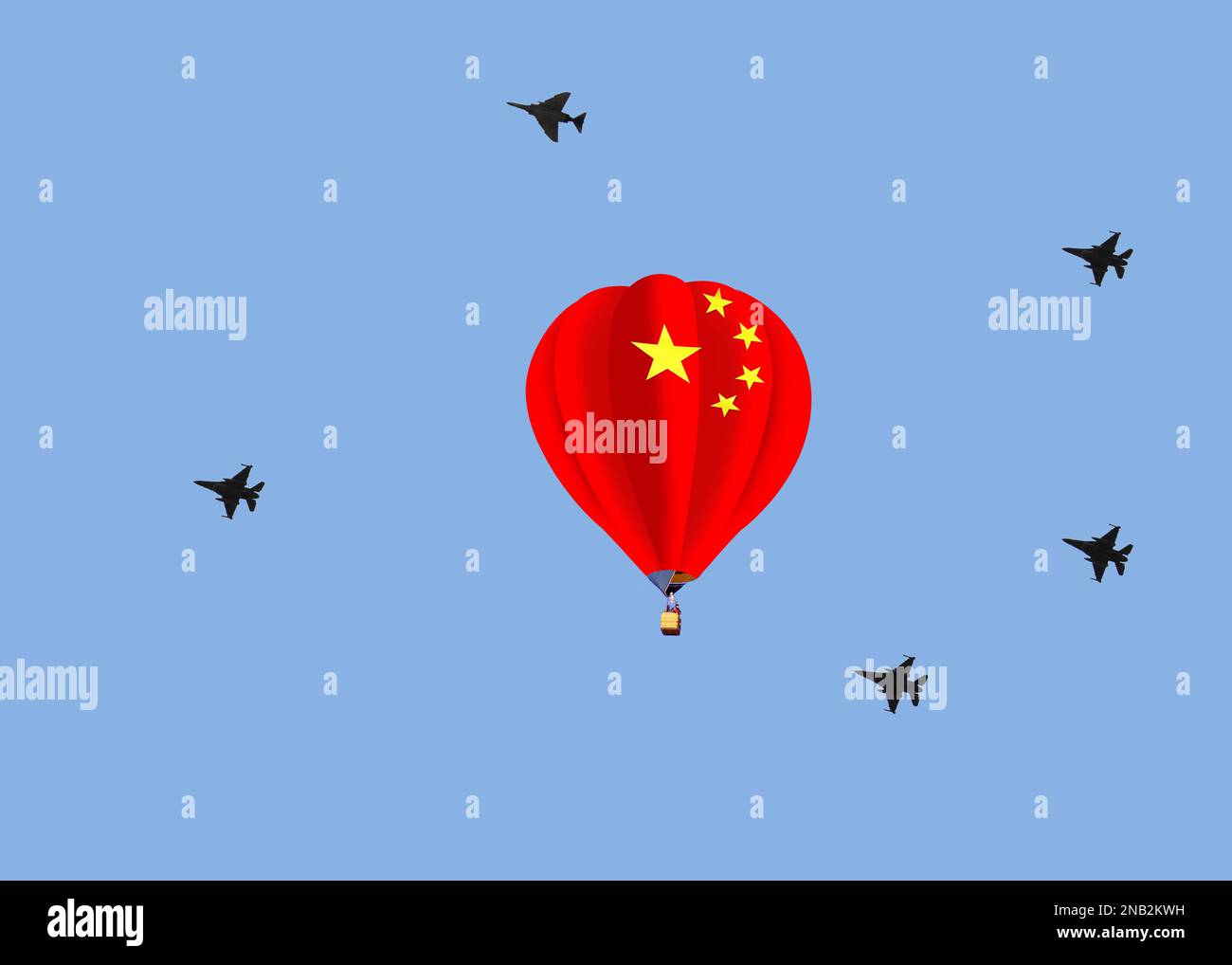 Le ballon d'espionnage chinois en Amérique attend d'être abattu par des jets américains. Banque D'Images