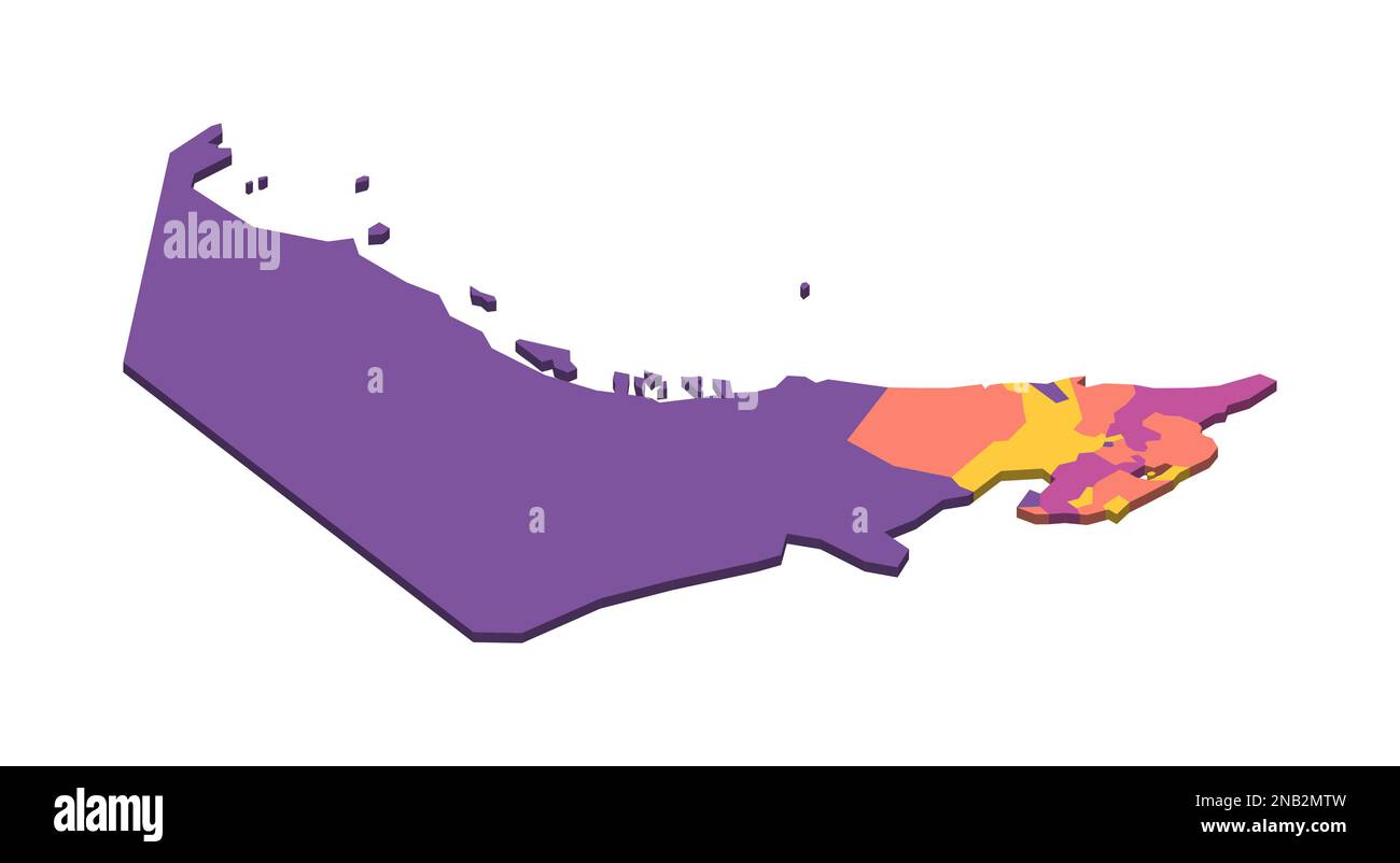 Ukraine carte politique des divisions administratives - régions, deux villes ayant un statut spécial de Kiev et de Sébastopol, et république autonome de Crimée. Carte vectorielle vierge isométrique 3D en quatre couleurs. Illustration de Vecteur