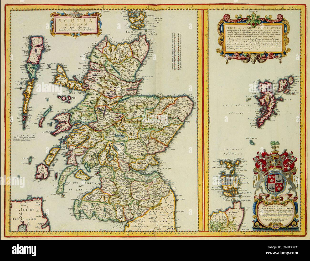 CARTE DE L'ECOSSE en 1654 par le cartographe néerlandais Joan Blaeu (1598-1673) Banque D'Images