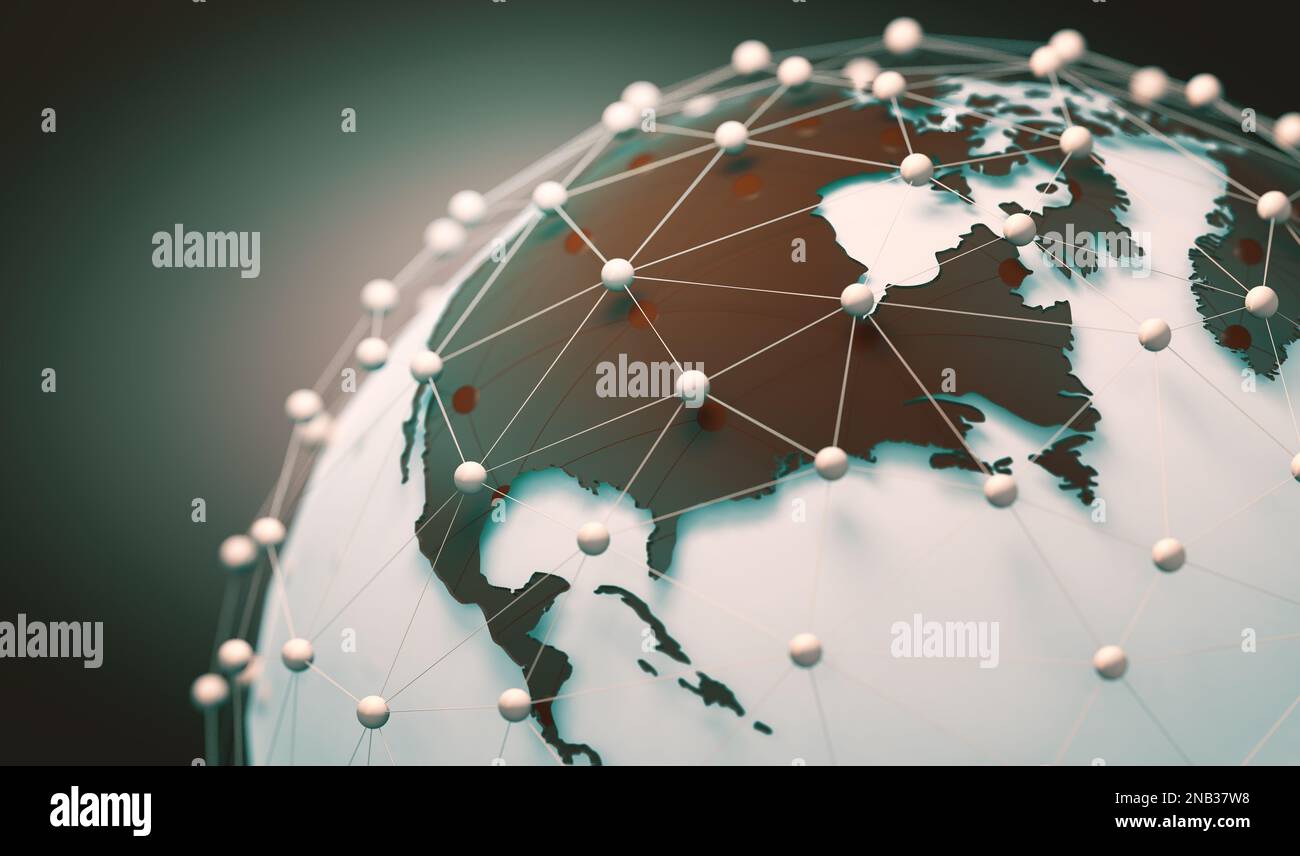 World map et grid.Worldwide ecommerce et les partenaires concept background. Banque D'Images