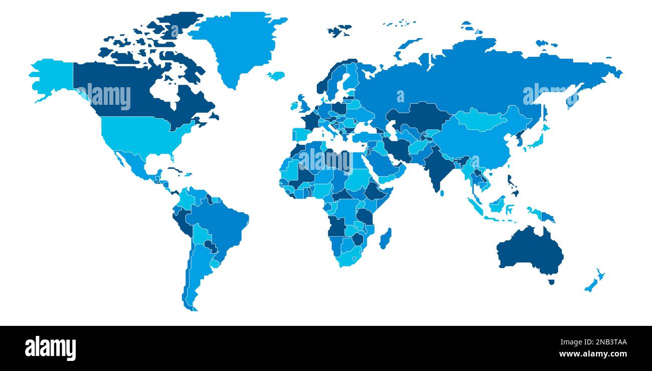 Carte schématique simplifiée du monde.Carte politique vierge des pays aux frontières généralisées.Illustration simple à vecteur plat Illustration de Vecteur