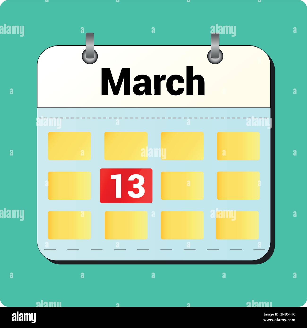 Dessin vectoriel de calendrier, date 13 mars sur la page Illustration de Vecteur