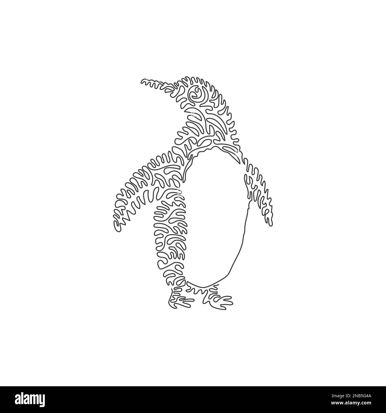 Un seul dessin d'une ligne de l'art abstrait drôle de pingouin Ligne continue dessin graphique dessin vectoriel illustration d'un pingouin adorable pour icône, symbole Illustration de Vecteur