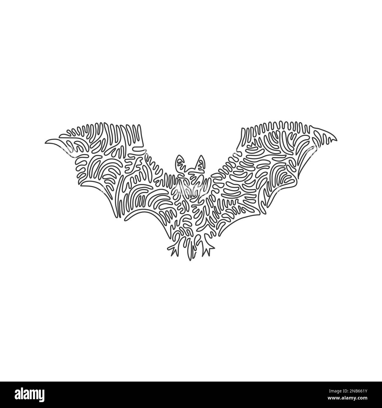 Tracé d'une ligne de courbe continue. chauve-souris, mammifères capables de voler. Les illustrations vectorielles de trait modifiables à une seule ligne des chauves-souris sont agiles en vol Illustration de Vecteur