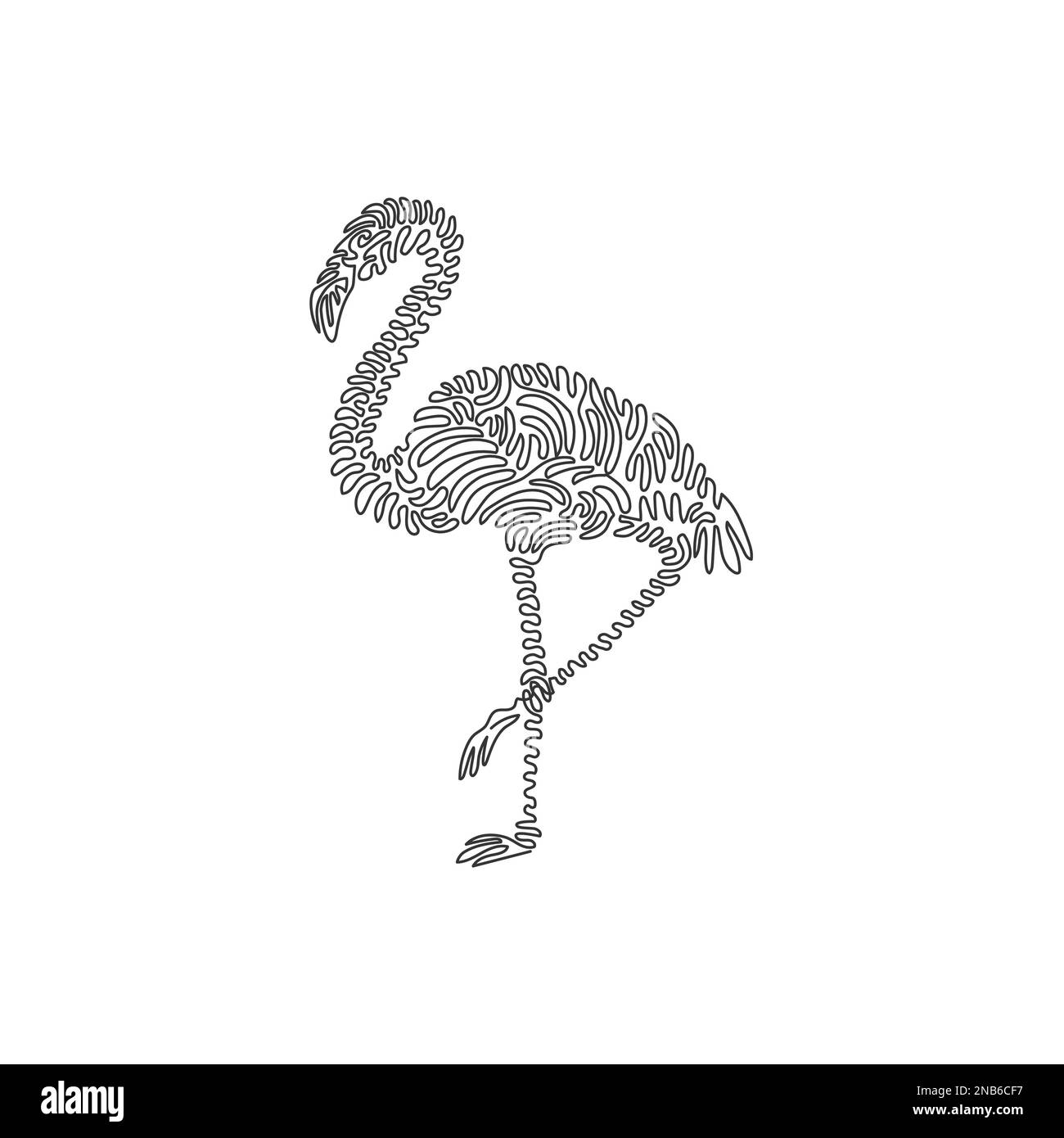 Courbe continue un dessin de ligne de flamants est des oiseaux avec de longues pattes et le cou. Illustration vectorielle de contour unique modifiable de exotique Illustration de Vecteur