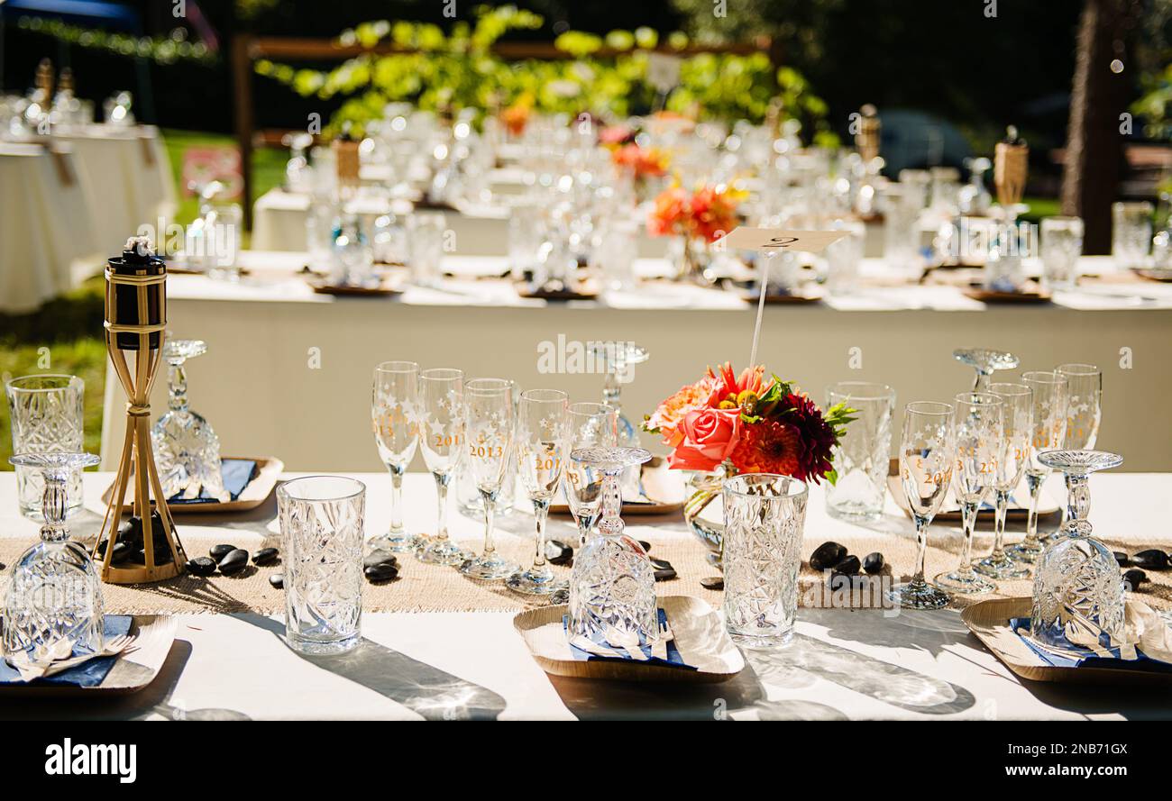 Réglage de la table de mariage Banque D'Images