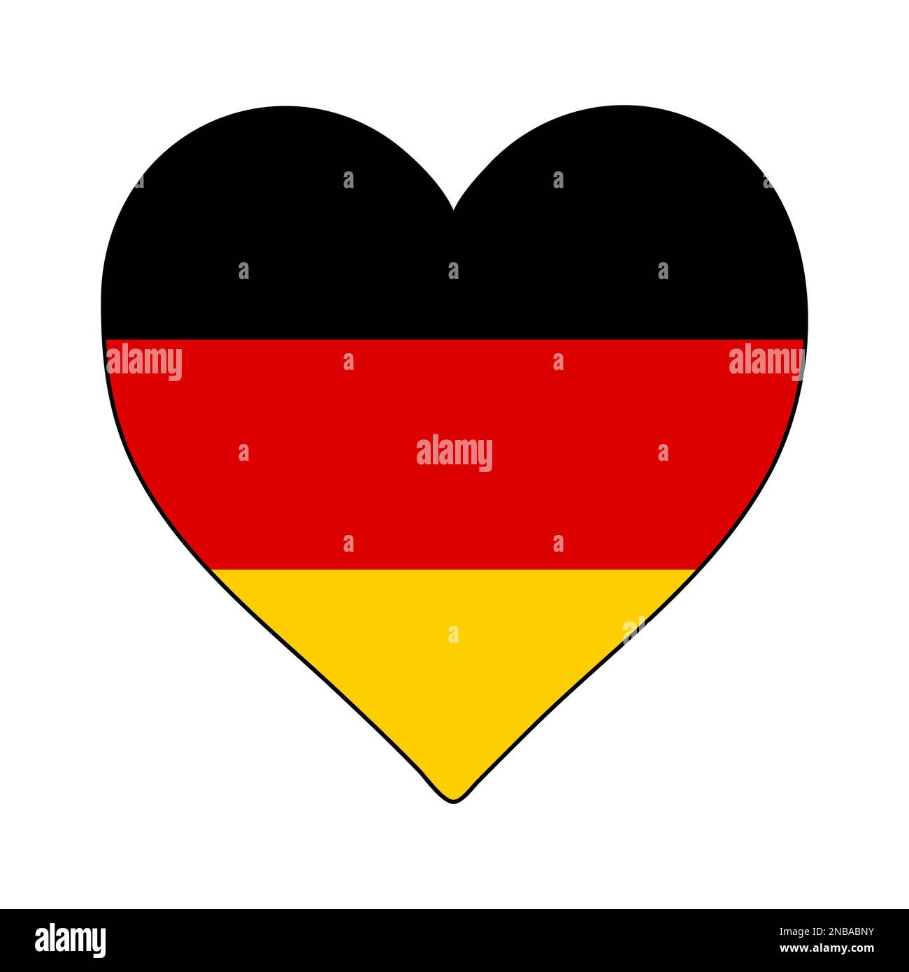 Drapeau de la forme du coeur en Allemagne. J'adore l'Allemagne. Visitez l'Allemagne. Europe de l'Ouest. Europe. Union européenne. Conception graphique d'illustration vectorielle. Illustration de Vecteur