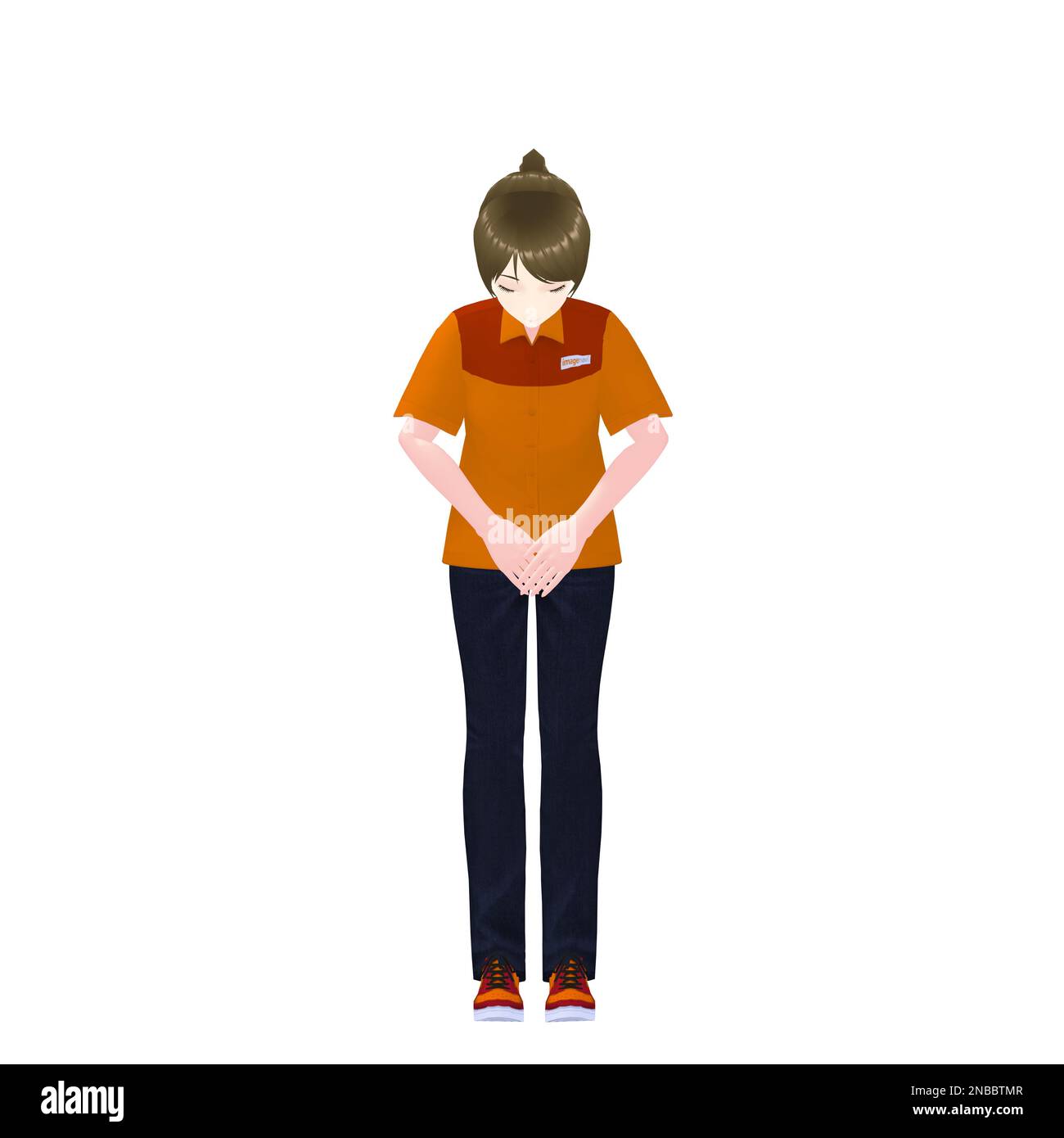 Femme employée de magasin de proximité, modèle 3D Banque D'Images