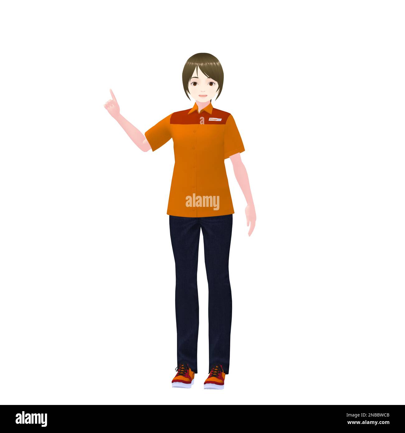 Femme employée de magasin de proximité, modèle 3D Banque D'Images