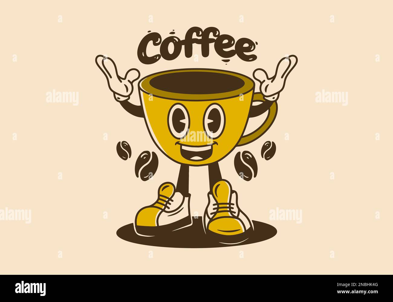 Illustration de la forme de la tasse à café avec visage souriant Illustration de Vecteur