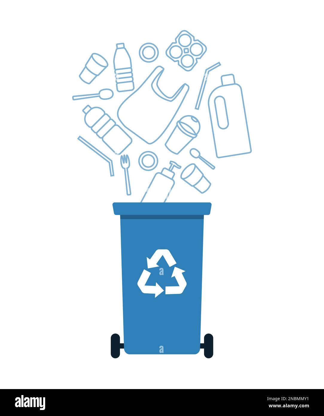 Illustration de la corbeille de recyclage en plastique. Illustration de Vecteur