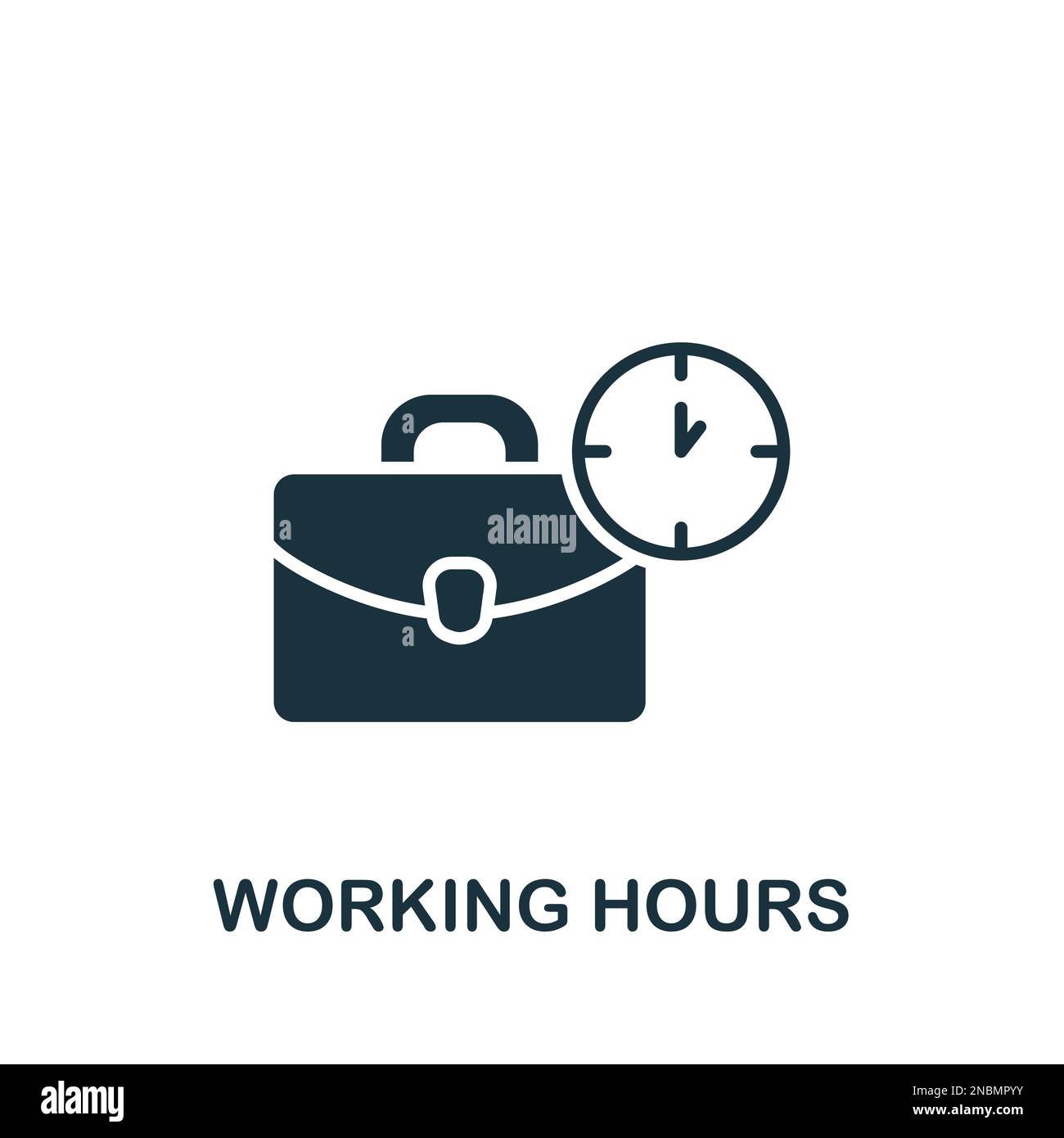 Icône heures de travail. Affiche monochrome simple de la collection des avantages sociaux des employés. Icône heures de travail pour logo, modèles, web design et infographies. Illustration de Vecteur