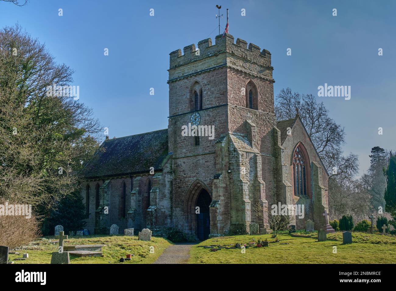 Église Sainte-Marie-la-Vierge, Bromfield, Ludlow, Shropshire Banque D'Images