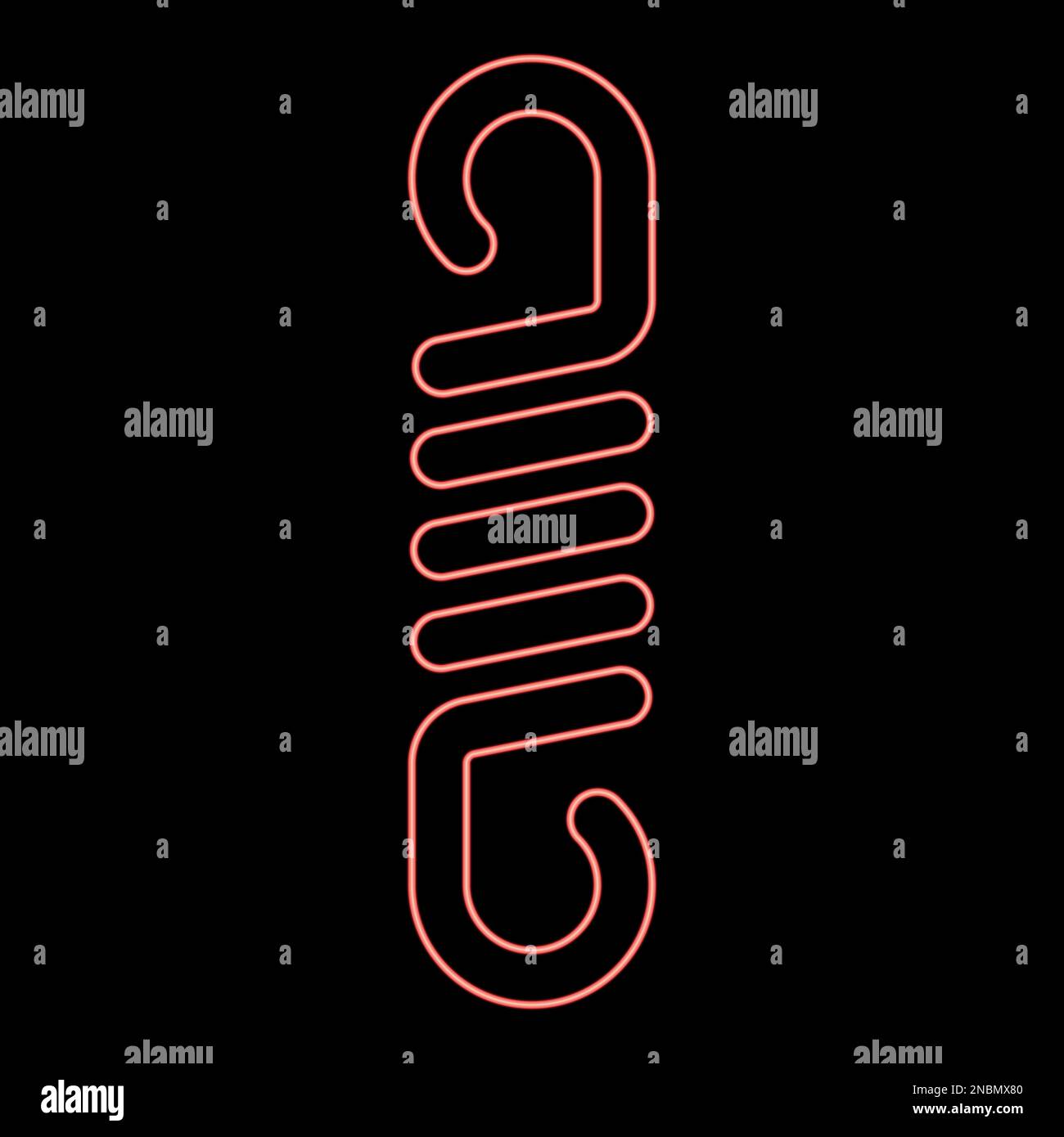 Ressort néon métal bobine fil acier spirale flexible rouge couleur vecteur illustration image plat style lumière Illustration de Vecteur