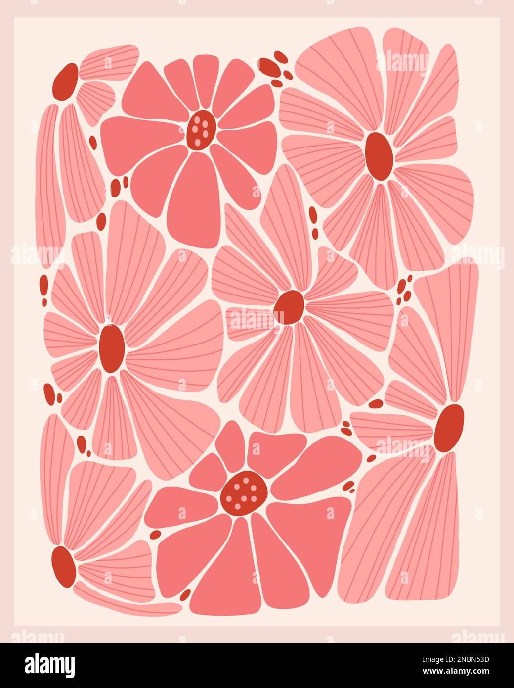 Affiche florale avec fleurs de marguerites. Arrière-plans esthétiques rétro abstraits. Illustration vectorielle vintage. Style hippie 60s, 70s, 80s Illustration de Vecteur