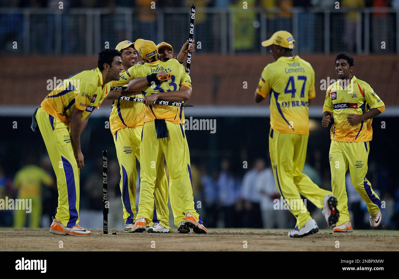 Players of Chennai Super Kings celebrate as they win the Indian Premier ...