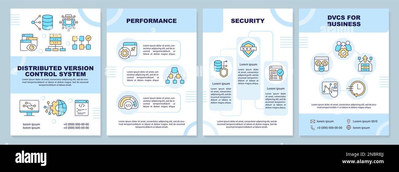 Modèle de brochure bleue du système de contrôle de version distribué Illustration de Vecteur