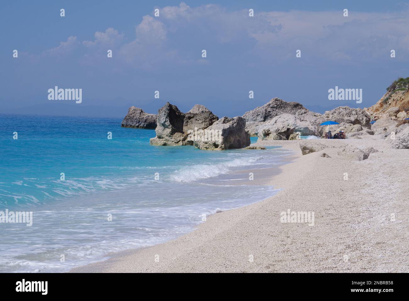 Plage de Megali Petra, Kalamitsi, Lefkada, Grèce Banque D'Images