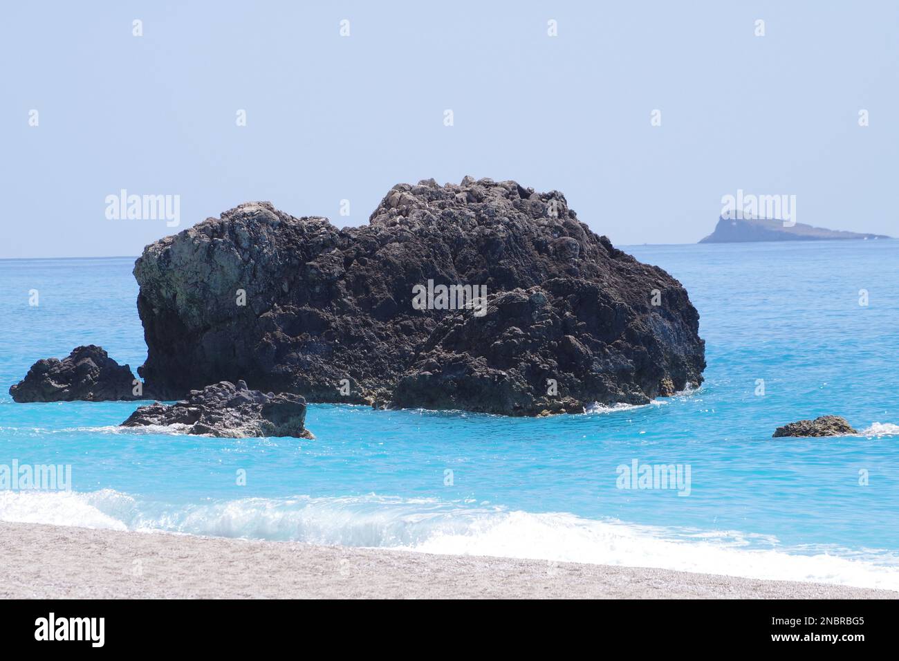 Plage de Megali Petra, Kalamitsi, Lefkada, Grèce Banque D'Images