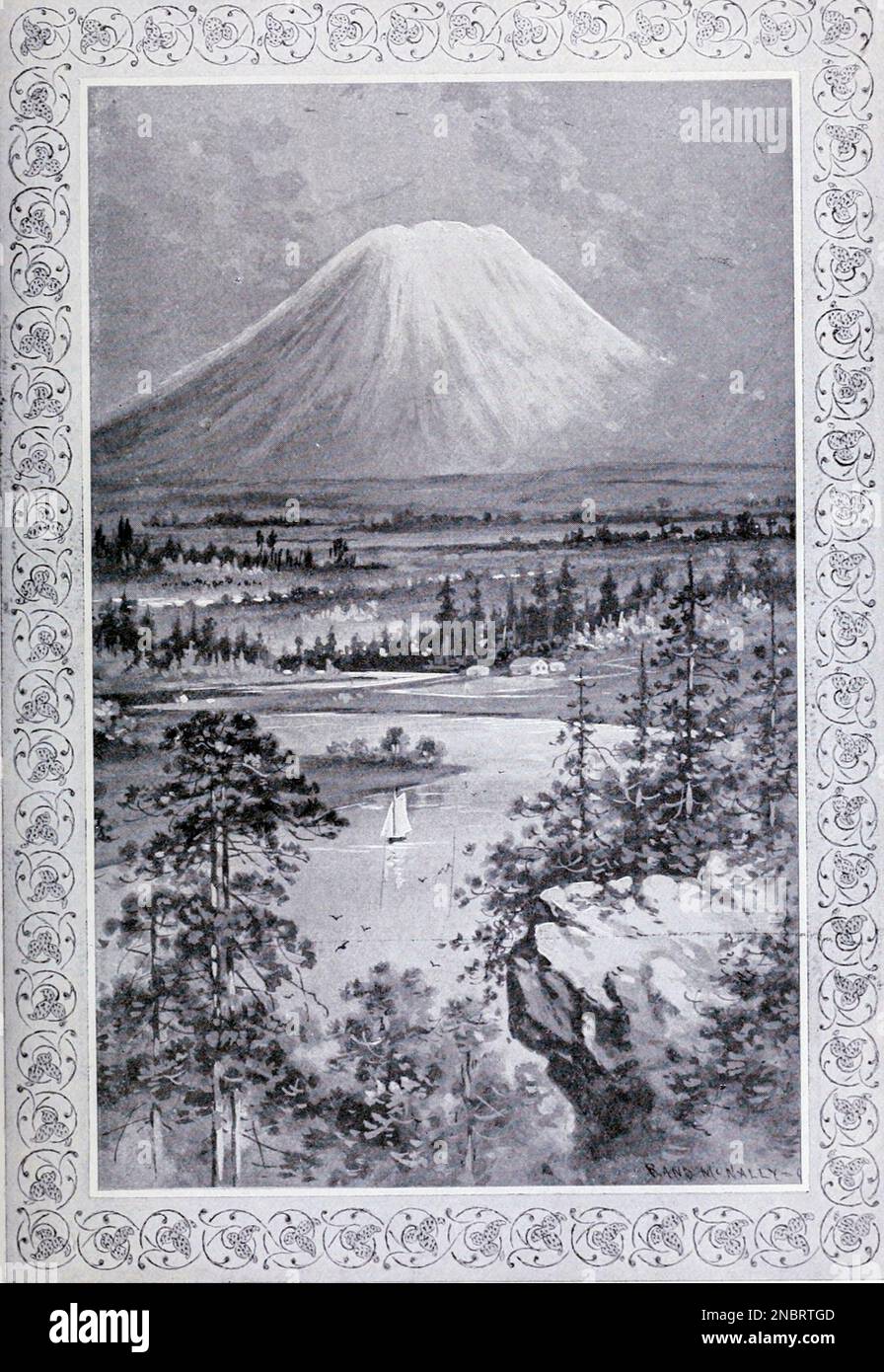 Vue lointaine du Mont Rainier Nord du Pacifique R.R. Un sommet de montagne dans le centre de Washington; le plus haut sommet dans la chaîne de Cascade de l'article célèbre décor sur les chemins de fer américains de l'Engineering Magazine CONSACRÉ AU PROGRÈS INDUSTRIEL Volume IX avril à septembre, 1895 NEW YORK The Engineering Magazine Co Banque D'Images