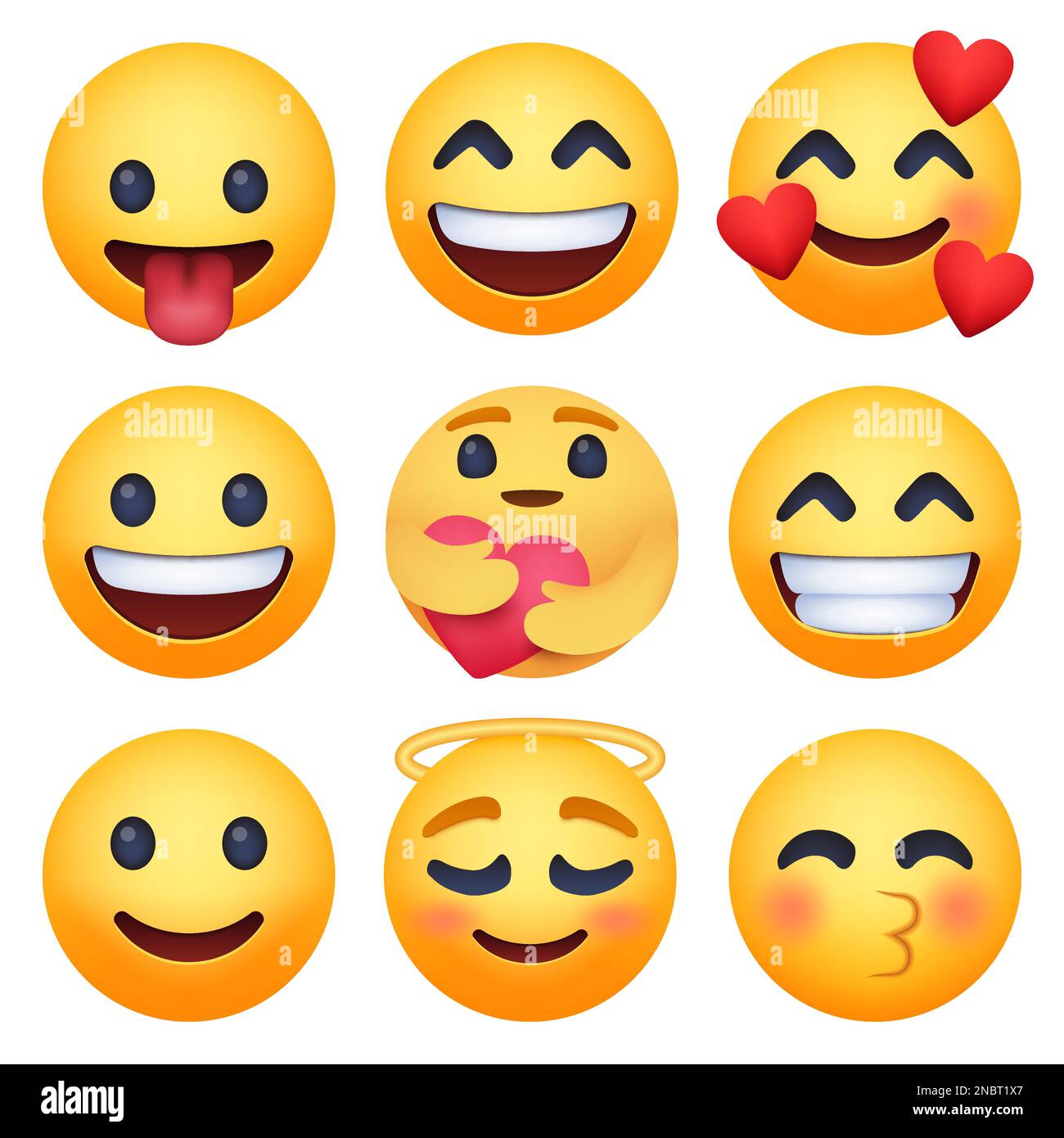 Ensemble de Facebook emoji sur un fond blanc Illustration de Vecteur