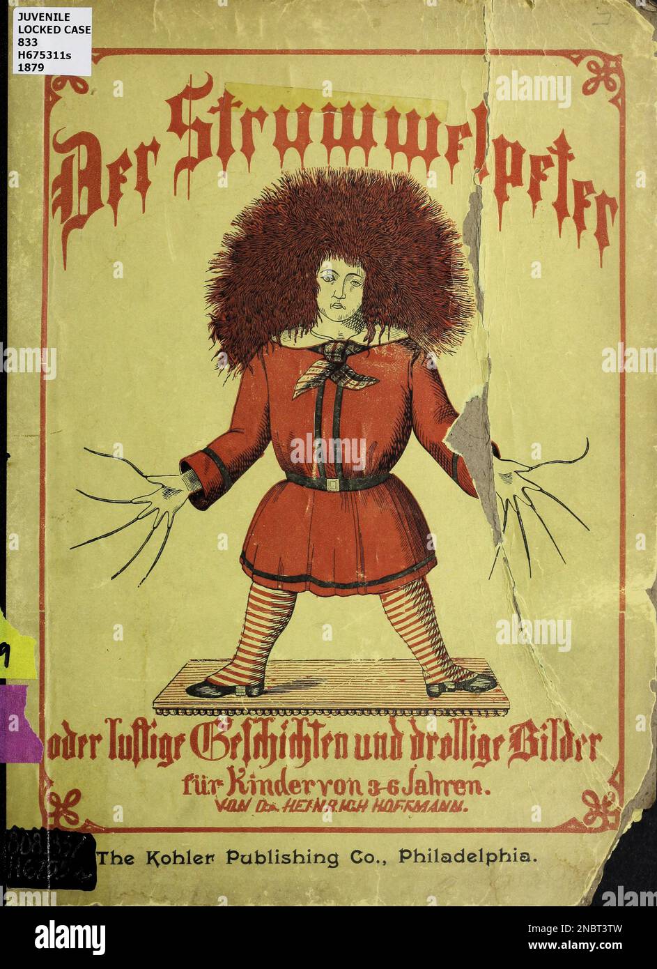 Shock a dirigé Peter de la version allemande originale du livre ' Der Struwwelpeter : oder lustige Geschichten und drollige Bilder : für Kinder von 3-6 Jahren ' [ Shockheaden Peter : ou histoires drôles et images drôles : Pour les enfants à partir de 3-6 ans ] par Hoffmann, Heinrich, 1809-1894 Date de publication 1879 Éditeur Philadelphie : Kohler Pub Co Banque D'Images