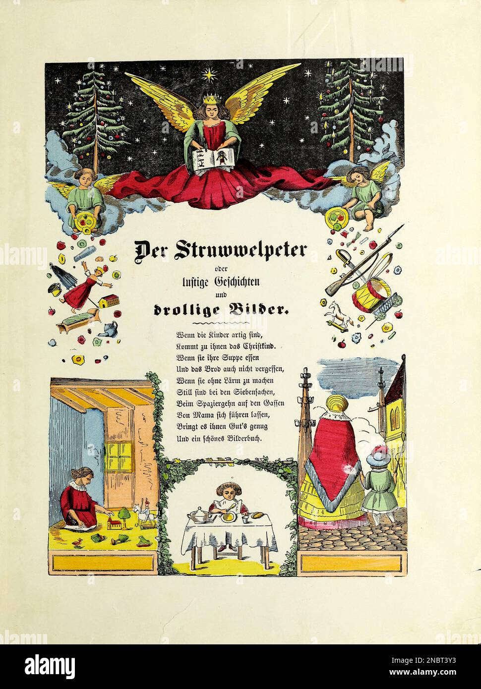 Shock a dirigé Peter de la version allemande originale du livre ' Der Struwwelpeter : oder lustige Geschichten und drollige Bilder : für Kinder von 3-6 Jahren ' [ Shockheaden Peter : ou histoires drôles et images drôles : Pour les enfants à partir de 3-6 ans ] par Hoffmann, Heinrich, 1809-1894 Date de publication 1879 Éditeur Philadelphie : Kohler Pub Co Banque D'Images