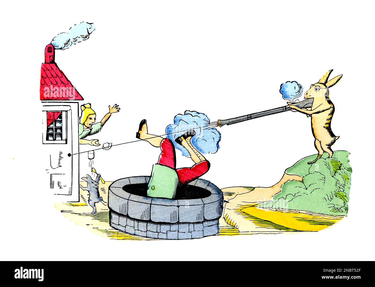 L'histoire de l'homme qui a sorti le tournage. D'après la version allemande originale du livre ' Der Struwelpeter : oder lustige Geschichten und drollige Bilder : für Kinder von 3-6 Jahren ' [ Shockheaden Peter : ou histoires drôles et images drôles : Pour les enfants à partir de 3-6 ans ] par Hoffmann, Heinrich, 1809-1894 Date de publication 1879 Éditeur Philadelphie : Kohler Pub Co Banque D'Images