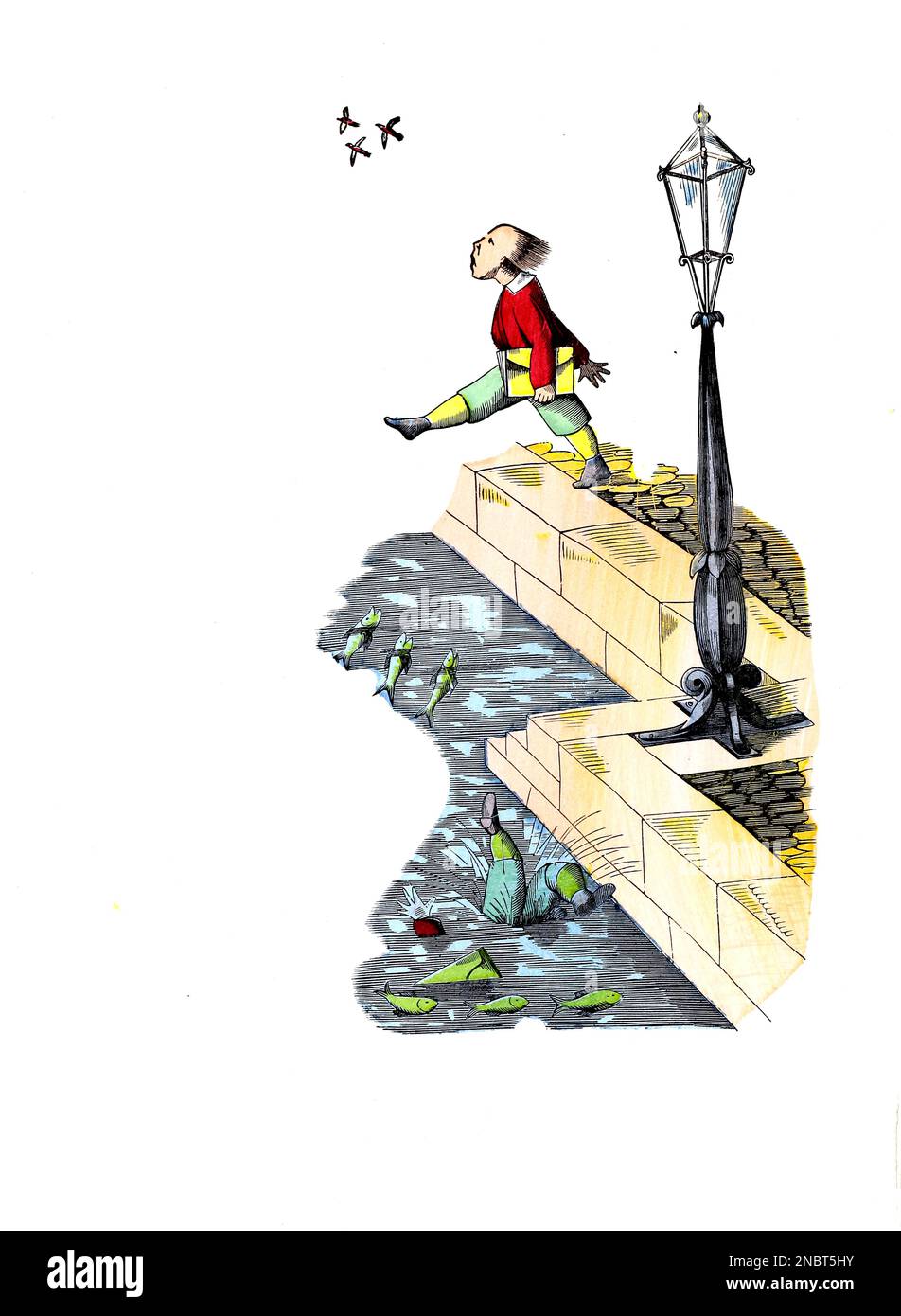 L'histoire de Johnny Head-in-Air de la version allemande originale du livre ' Der Struwwwelpeter : oder lustige Geschichten und drollige Bilder : für Kinder von 3-6 Jahren ' [ Shockheady Peter : ou histoires drôles et images drôles : Pour les enfants à partir de 3-6 ans ] par Hoffmann, Heinrich, 1809-1894 Date de publication 1879 Éditeur Philadelphie : Kohler Pub Co Banque D'Images