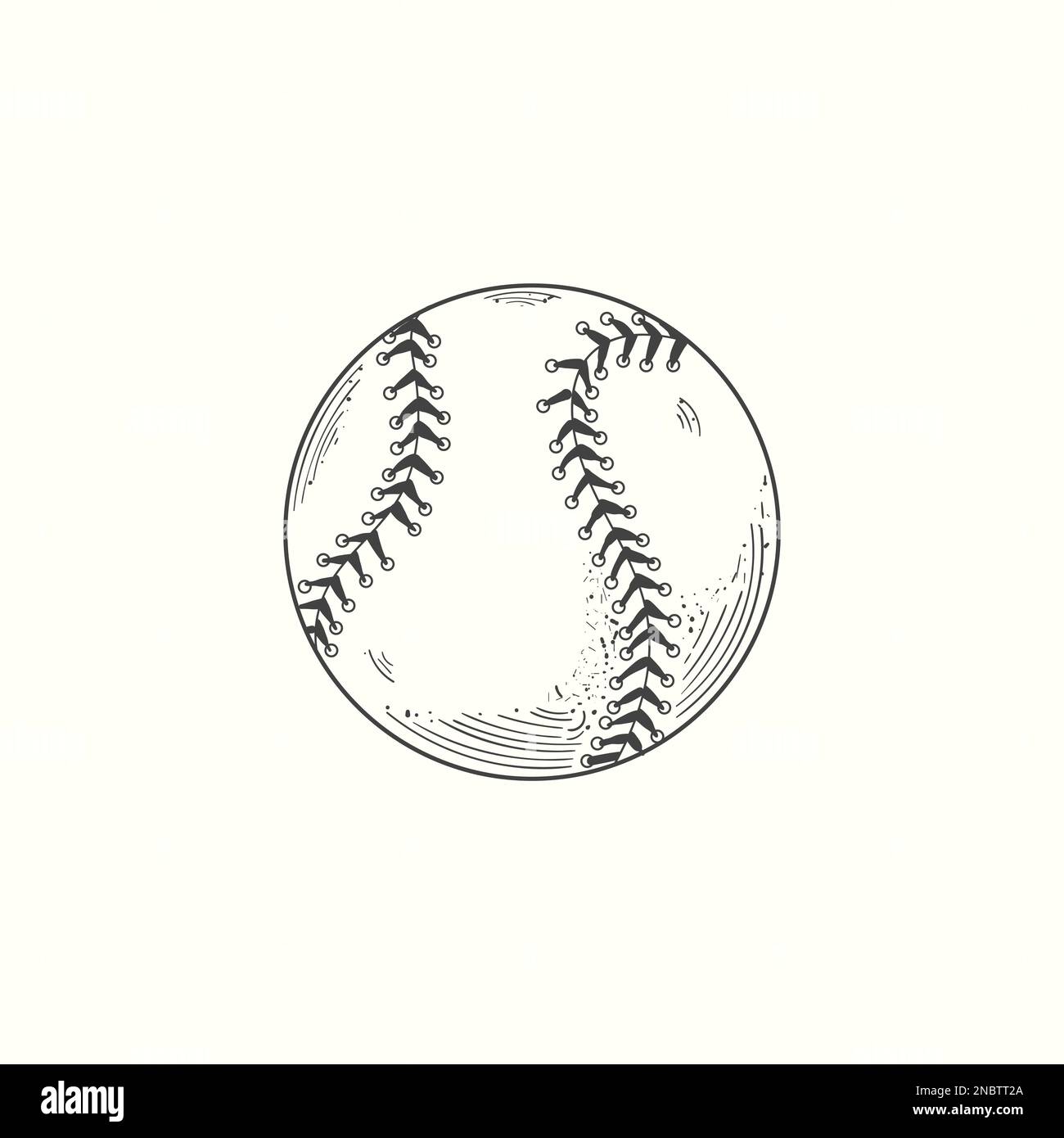 Illustration vectorielle de softball en noir. Dessin de style vintage détaillé Illustration de Vecteur