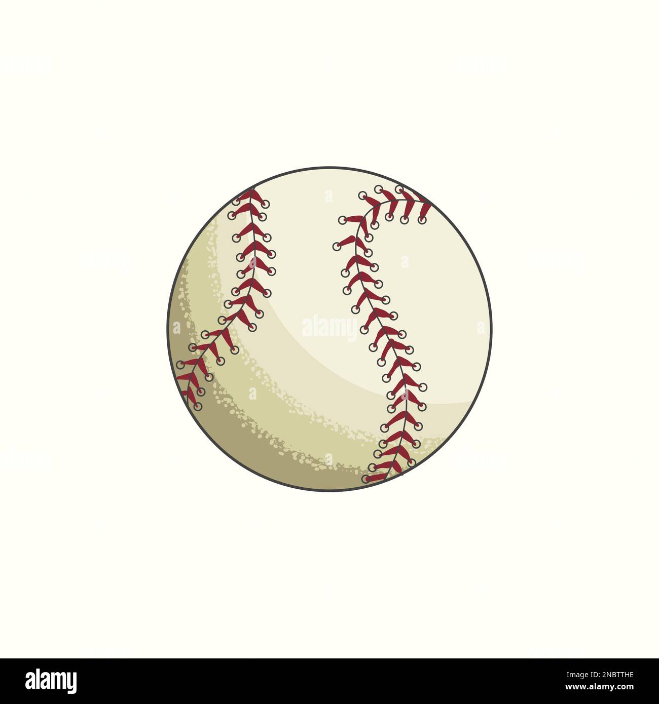 Dessin de balle de baseball dessiné à la main illustration vectorielle en couleur, style vintage Illustration de Vecteur