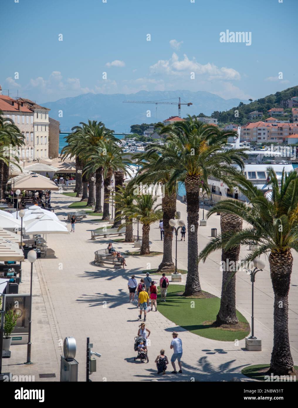 Front de mer et ancienne ville de Trogir, Croatie Banque D'Images