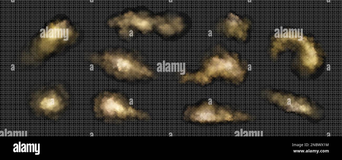 Ensemble de nuages de poussière, de sable et de fumée bruns. Effet d'une tempête de sable, d'une tempête de vent dans le désert ou d'une explosion avec texture de poudre volant poussiéreuse, vecteur réaliste est Illustration de Vecteur