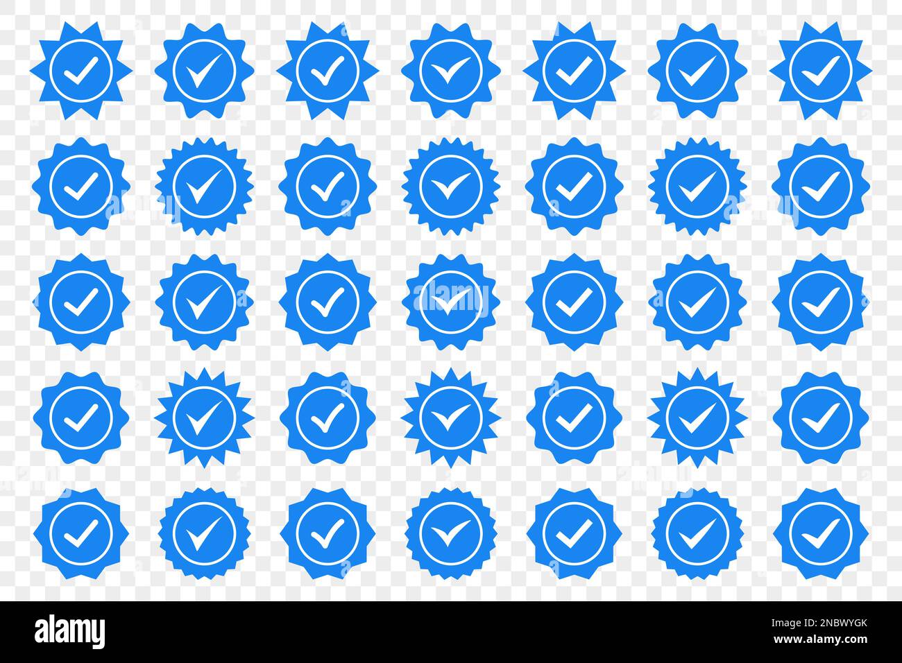 Ensemble d'icônes de badge à coche bleue. Icônes de vérification de profil Illustration de Vecteur