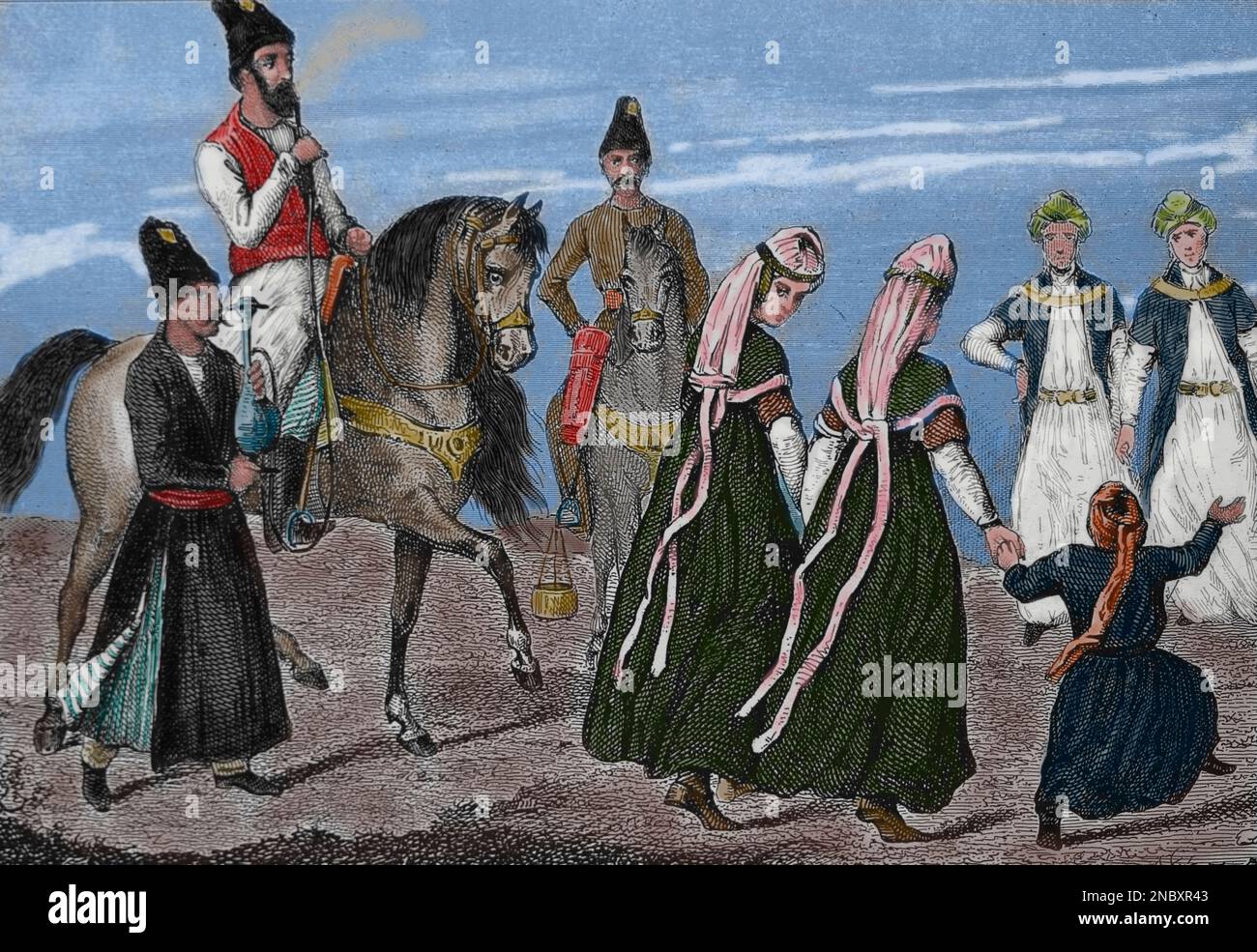 Noble persan. Gravure. 19th siècle. Banque D'Images