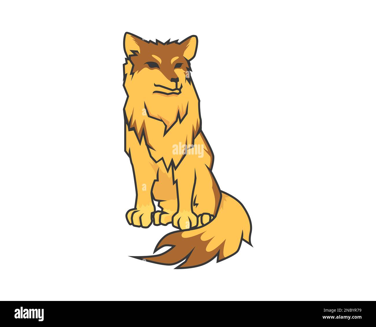 Loup eurasien avec illustration de geste assis Illustration de Vecteur