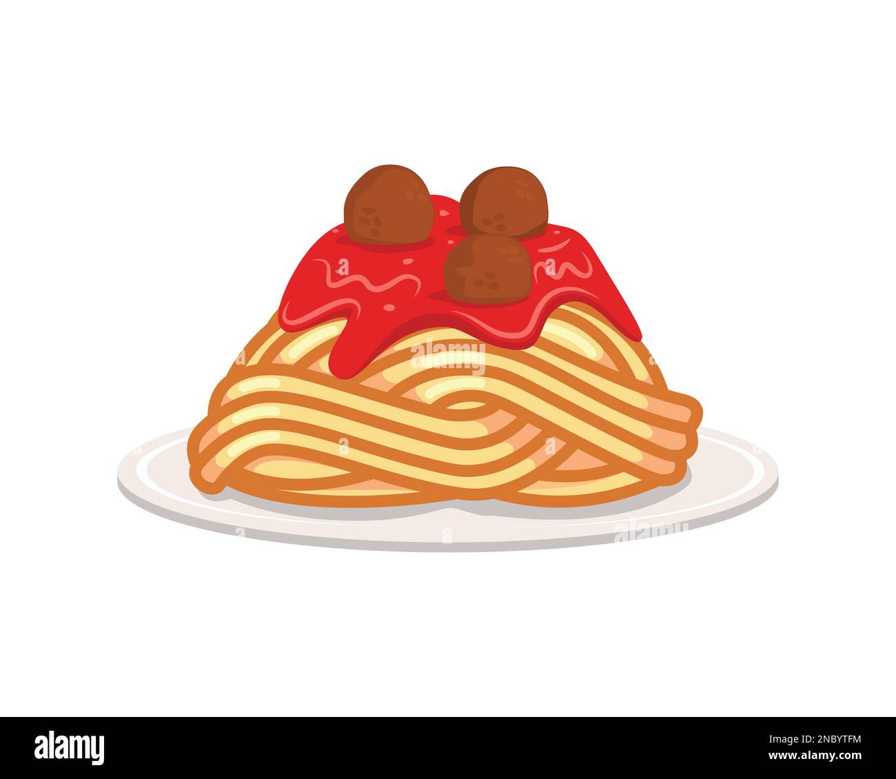 Spaghetti savoureux et délicieux avec illustration de boulettes de viande Illustration de Vecteur