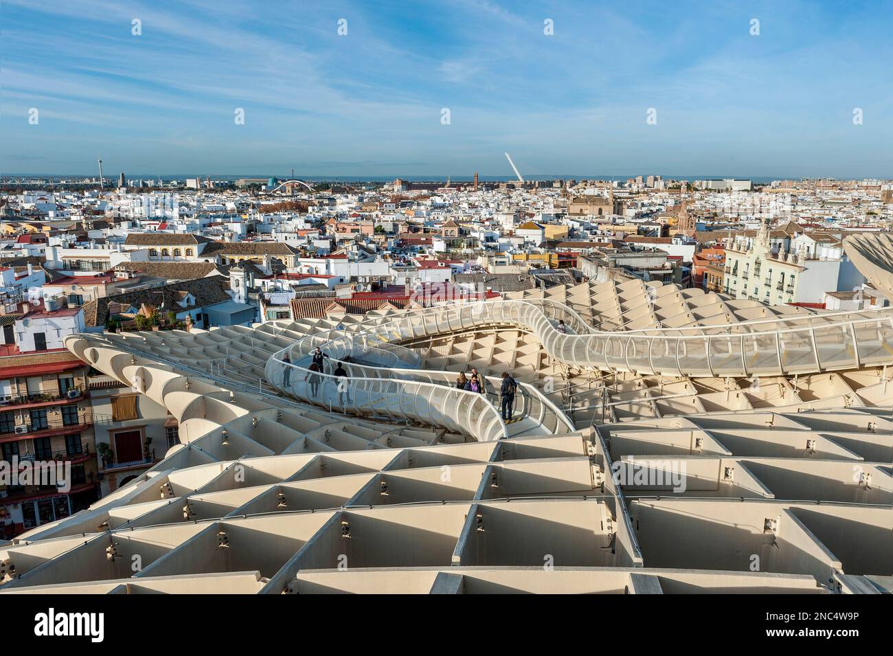 Séville-Andalousie-Espagne, 12 décembre. 2019: Vue panoramique de la ville de Séville et du bâtiment Metropolitan parasol. Banque D'Images
