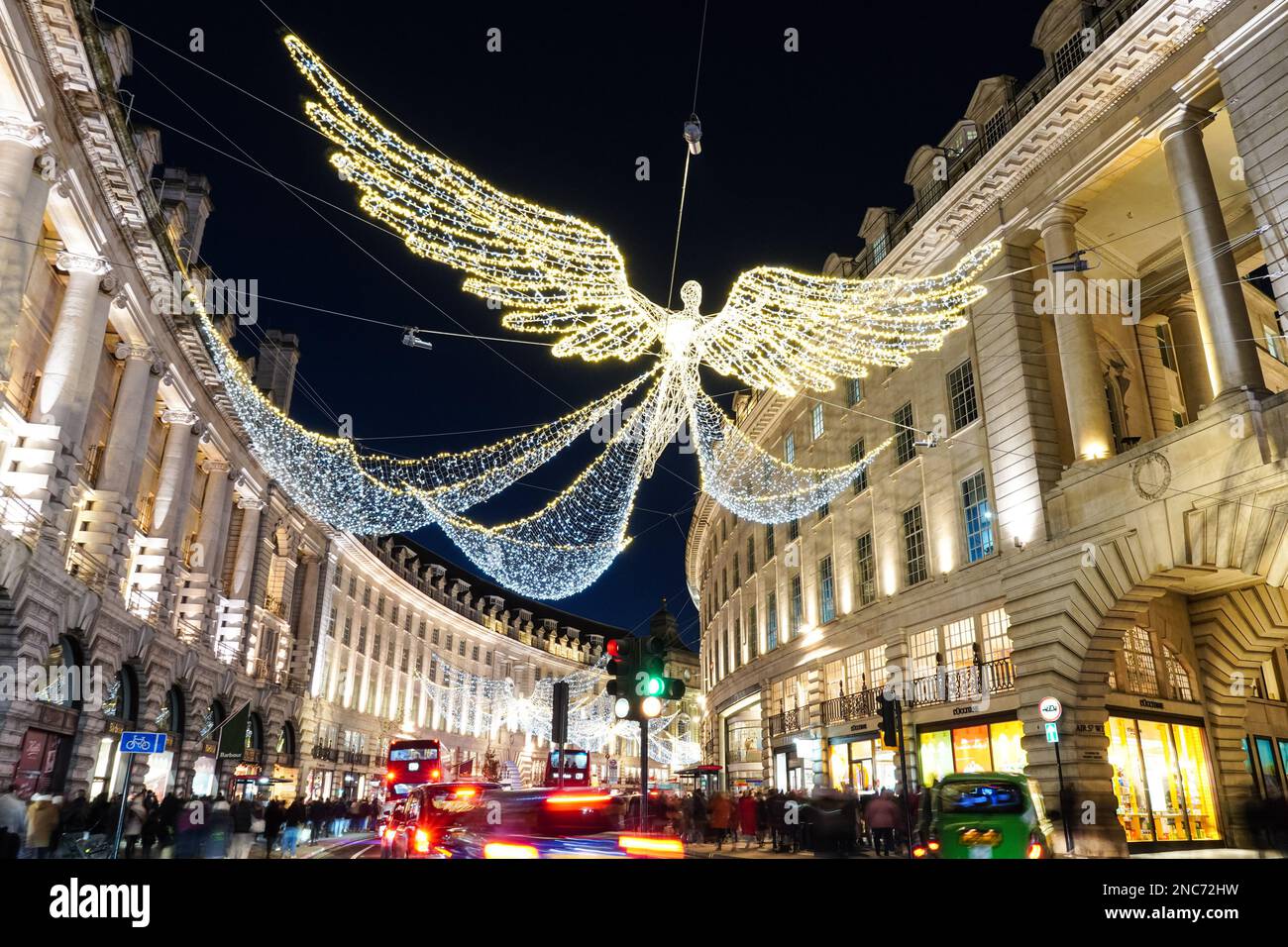 Les lumières de Noël sur Regent Street, London England Royaume-Uni UK Banque D'Images
