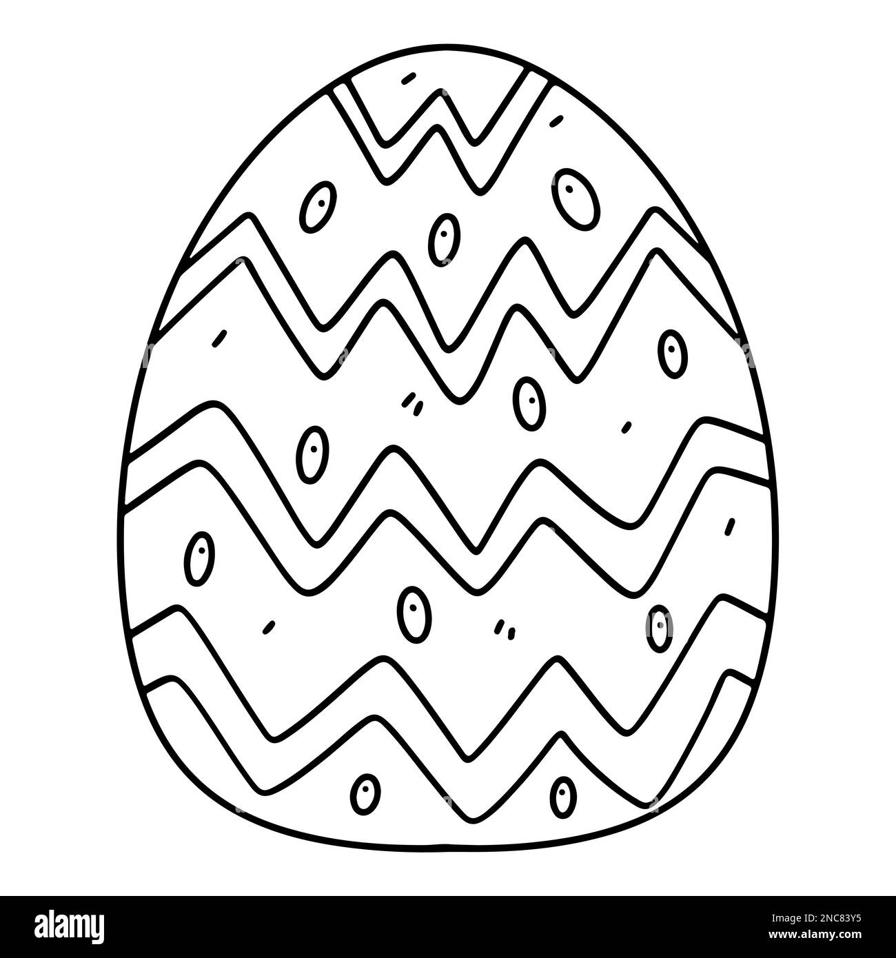 Œuf de Pâques en forme de doodle dessiné à la main. Livre de coloriage pour enfants. Illustration de Vecteur