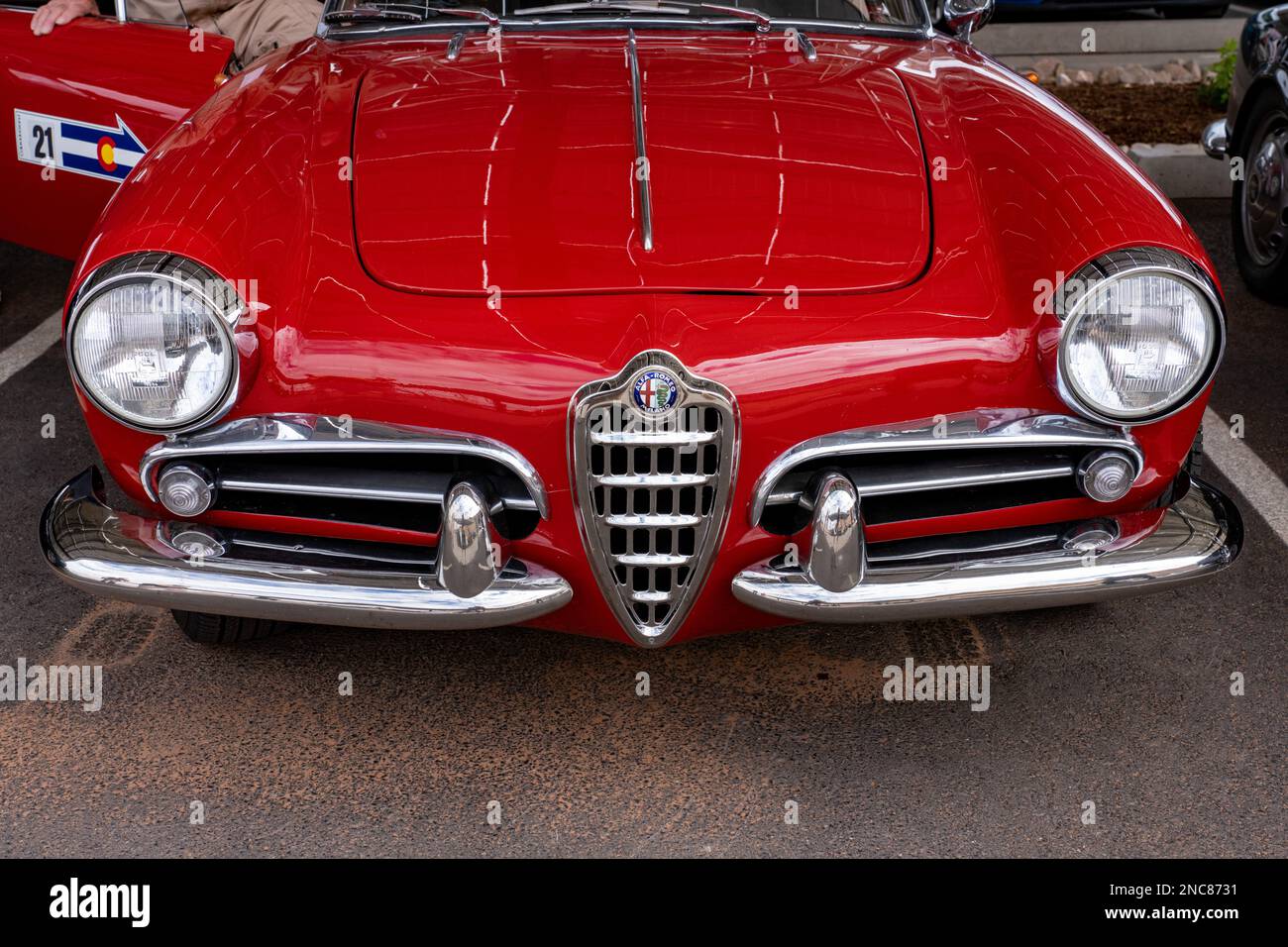 Une voiture de sport Alfa Romeo Giulietta Spyder de 1960 construite en Italie dans le Colorado Grand Road Rally. Banque D'Images