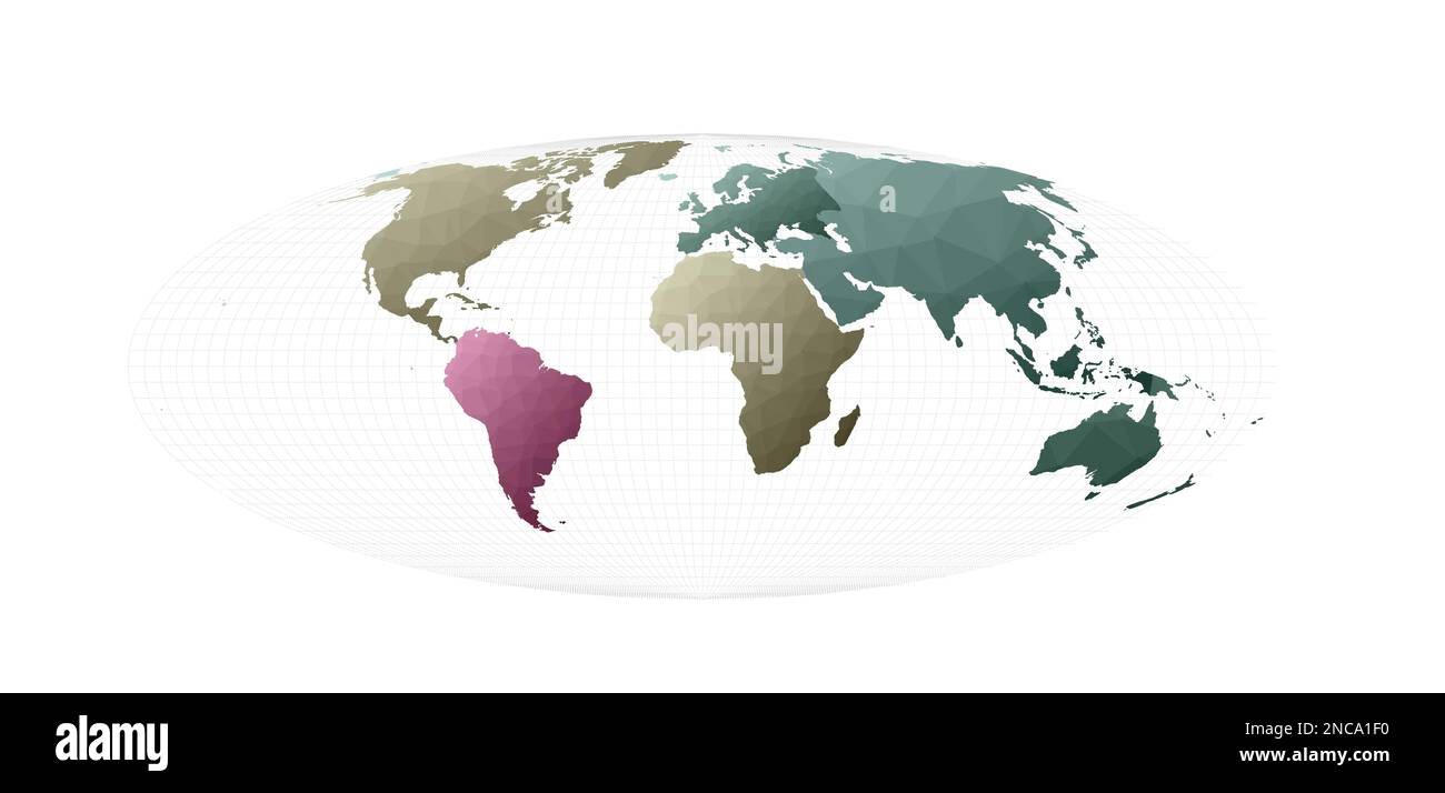 Carte du monde continents. Projection Bromley. Illustration vectorielle impressionnante. Illustration de Vecteur