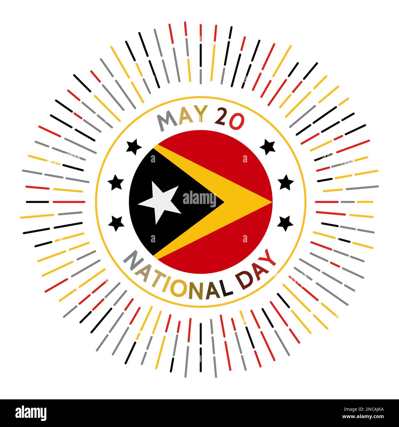 Insigne de la journée nationale du Timor-Leste. Indépendance du Portugal en 2002. Célébré sur 20 mai. Illustration de Vecteur