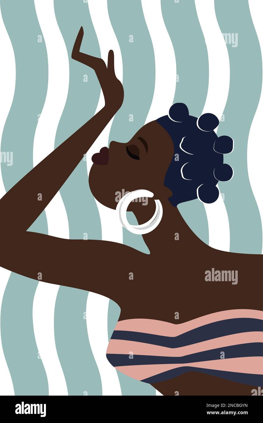 Belle femme africaine ethnique. Portrait d'Afro, illustration de dessin animé de vecteur de peuple traditionnel tribal Illustration de Vecteur