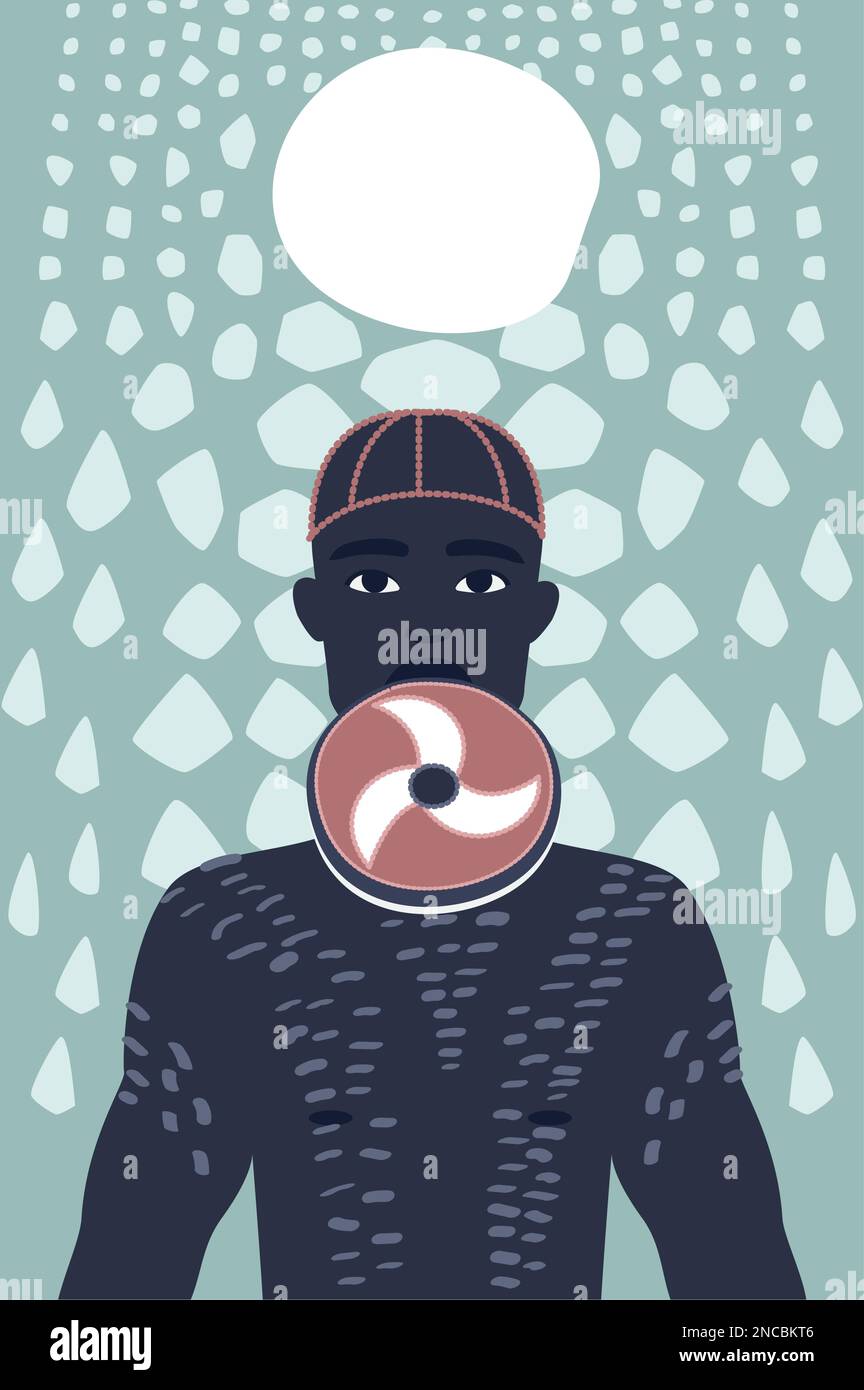 Homme africain avec ornements tribaux. La culture africaine et les gens s'habillant de dessin animé vectoriel illustration Illustration de Vecteur